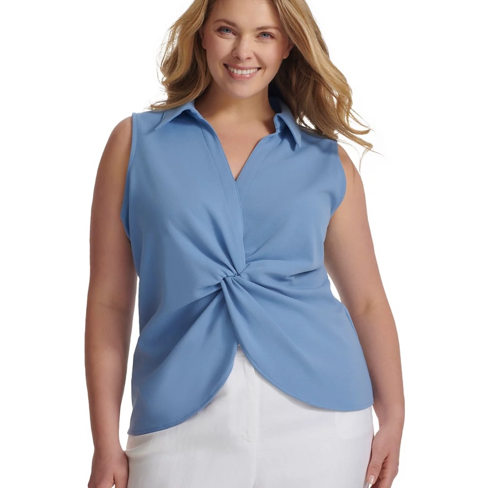 Calvin Klein Sky Blue Sleeveless Blouse
